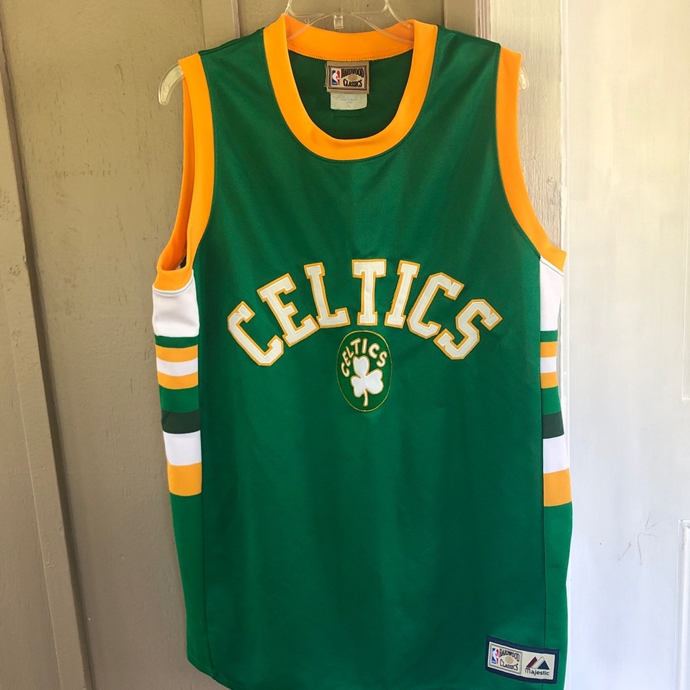 NBA Hardwood Classics Vintage Throwback Boston Celtics Basketball Jersey Size L